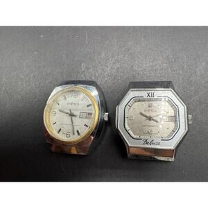 Retro Vintage Impex Lot of 2 Manual Wind Men’s Day/Date Watch Silver Tone